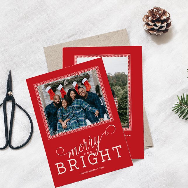 Merry and Bright Christmas Holiday 2 Photo Card (Creator Uploaded)