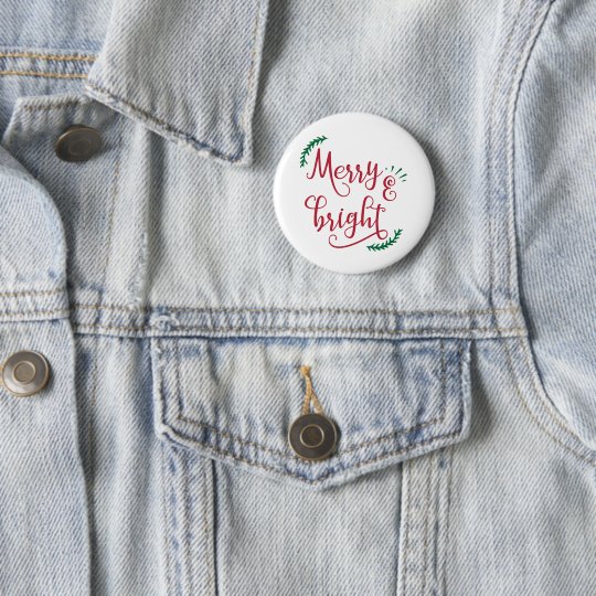 merry and bright Christmas Holiday 6 Cm Round Badge