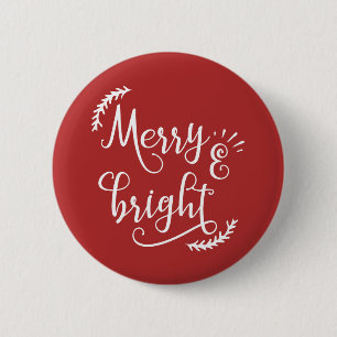 merry and bright Christmas Holiday 6 Cm Round Badge