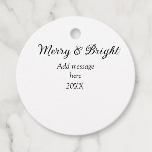Merry and bright Christmas holiday add messageyear Favour Tags