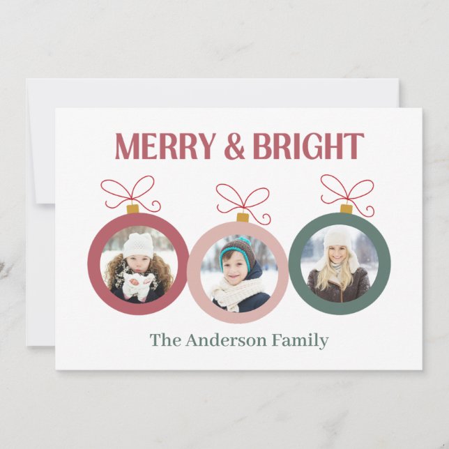 Merry And Bright Christmas Holiday Card (Front)