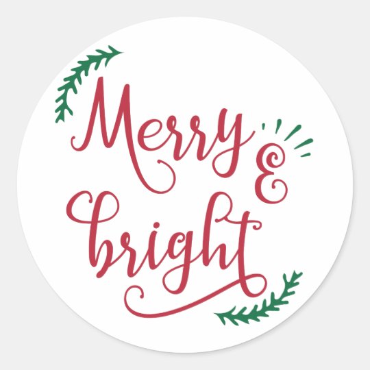 merry and bright Christmas Holiday Classic Round Sticker