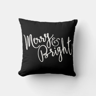 Merry and Bright Christmas Holiday Cushion