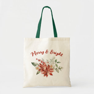 Merry and Bright Christmas Holiday Eco Shopping Tote Bag