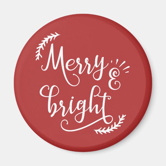 merry and bright Christmas Holiday Magnet (Front)