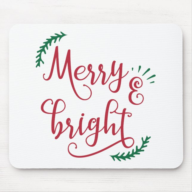merry and bright Christmas Holiday Mouse Pad (Front)