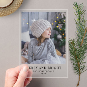 Merry And Bright Christmas Holiday Photo Acrylic Invitations