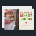 Merry and Bright Christmas/ Holiday Photo Card<br><div class="desc">Celebrate the holiday season with this Merry and Bright holiday card by Berry Berry Sweet. 

 Matching products:</div>