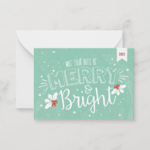 Merry and Bright Christmas Holiday Pop By Card