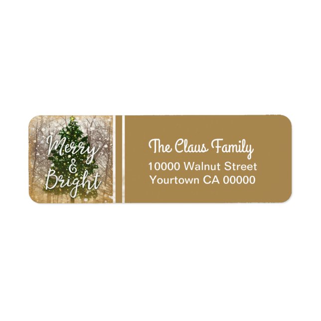 Merry and Bright Christmas Holiday Return Address Label (Front)