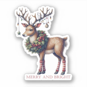 Merry and Bright Christmas Holiday Vinyl Sticker