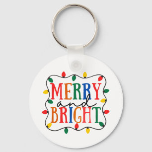 Merry And Bright Christmas Key Ring