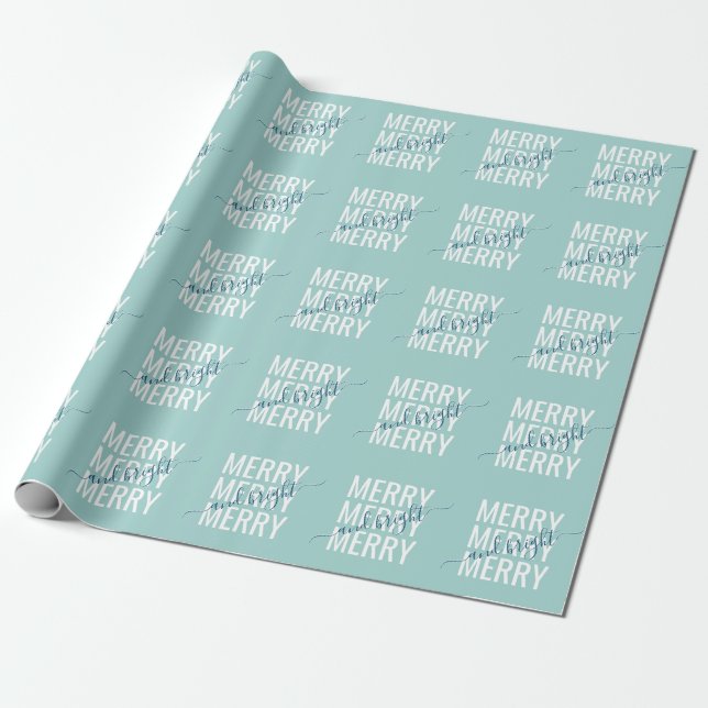 Merry and bright Christmas light teal chequered Wrapping Paper (Unrolled)