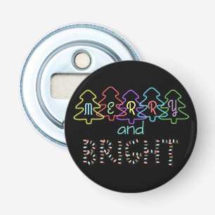 Merry and Bright Christmas Lights Bottle Opener