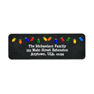 Merry and Bright Christmas Lights Chalkboard Return Address Label