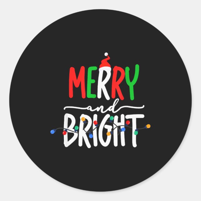 Merry And Bright Christmas Lights Family Pajama Xm Classic Round Sticker (Front)