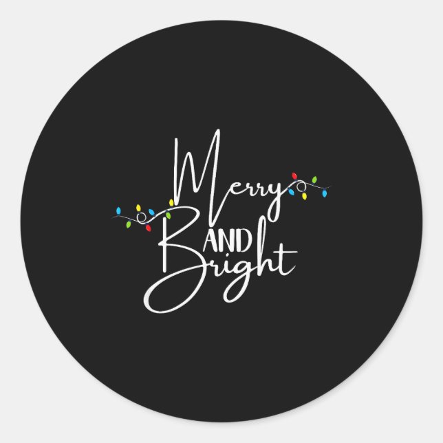 Merry And Bright Christmas Lights Family Pajama Xm Classic Round Sticker (Front)