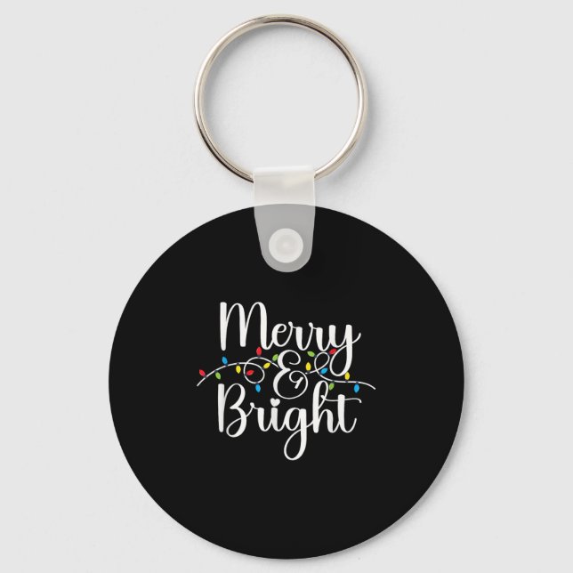 Merry And Bright Christmas Lights Family Pajama Xm Key Ring (Front)