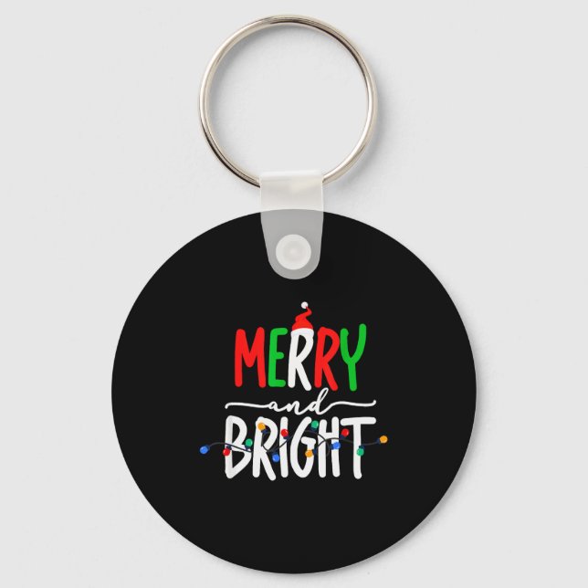 Merry And Bright Christmas Lights Family Pajama Xm Key Ring (Front)