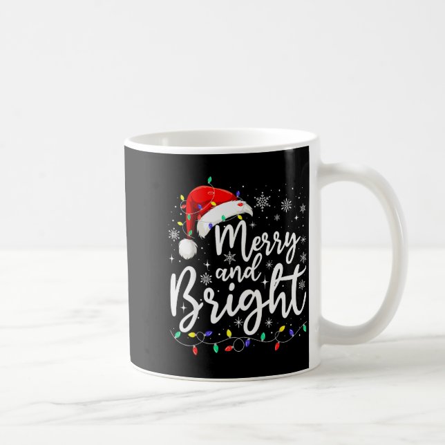 Merry And Bright Christmas Lights Santa Men Women  Coffee Mug (Right)