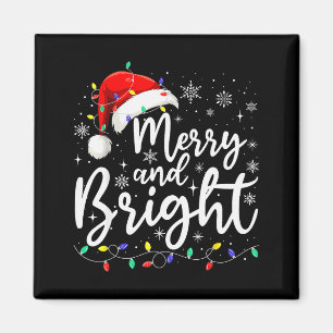 Merry And Bright Christmas Lights Santa Men Women Magnet