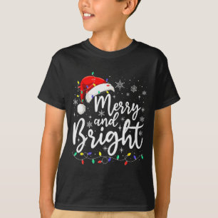 Merry And Bright Christmas Lights Santa Men Women  T-Shirt