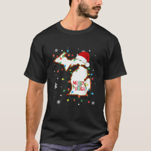 Merry And Bright Christmas Lights Xmas Michigan St T-Shirt