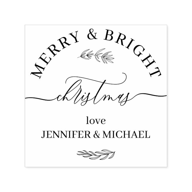 Merry and bright christmas minimalist self-inking stamp (Design)