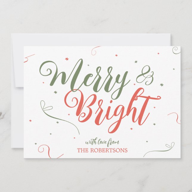 Merry and Bright Christmas Non Photo Holiday Card (Front)