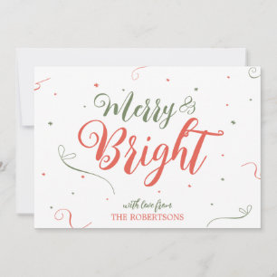 Merry and Bright Christmas Non Photo Holiday Card