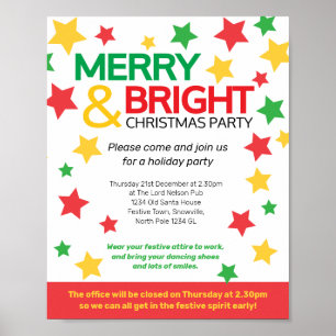 Merry and Bright Christmas office party stars Poster