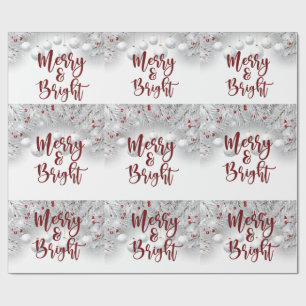 Merry and Bright Christmas Ornament Wrapping Paper