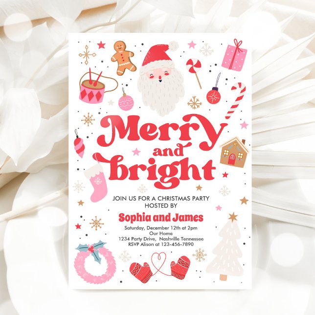 Merry And Bright Christmas Party Holiday Party Invitation (Creator Uploaded)