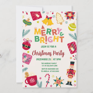 Merry and Bright Christmas Party Invitation