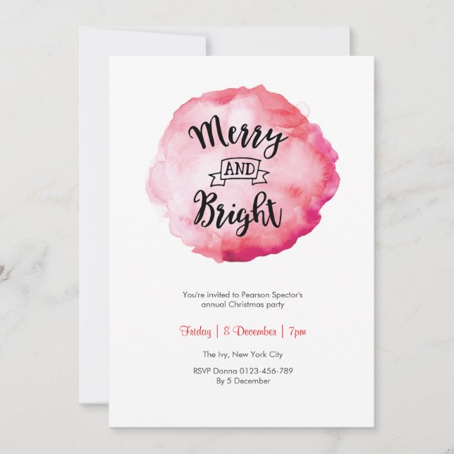 Merry and Bright Christmas party Invitation (Front)