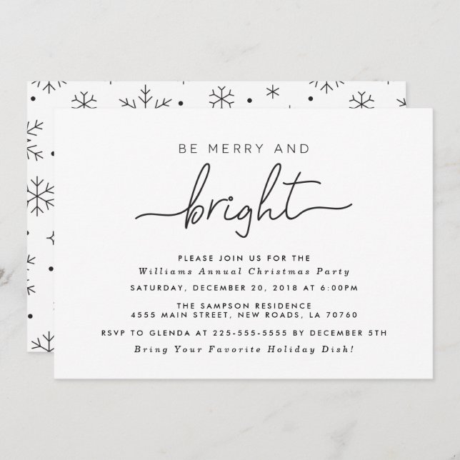 Merry and Bright Christmas Party Invitations (Front/Back)