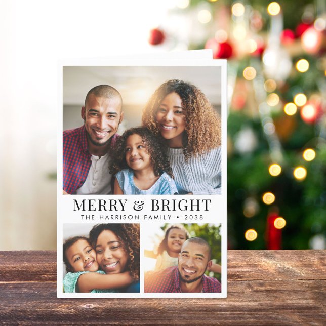 Merry And Bright Christmas Photo Holiday Card (Share the love and warmth of the holiday season with this personalized photo Christmas card)