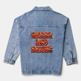 Merry And Bright - Christmas Pun Denim Jacket