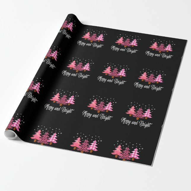 Merry and Bright Christmas Pyjamas Leopard Family Wrapping Paper (Unrolled)