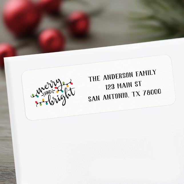 Merry and Bright Christmas Return Address Label (Merry and Bright Christmas Return Address Labels)