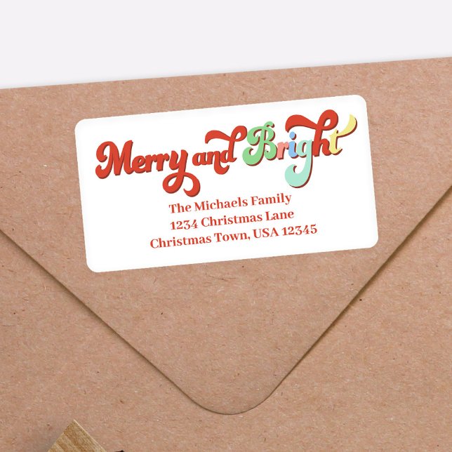 Merry and Bright Christmas Return Address  Label (Merry and Bright Christmas return address label.)