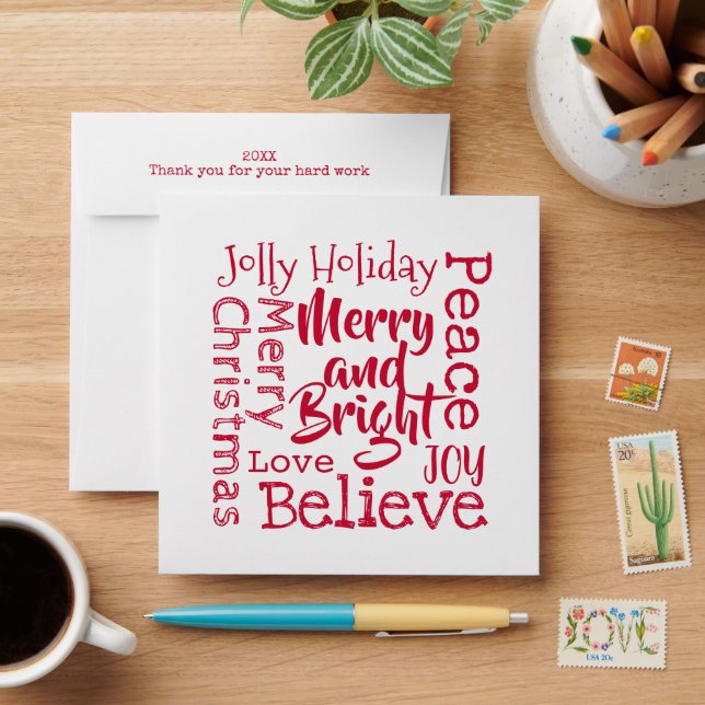 Merry And Bright & Christmas Sayings Gift Card Envelope (Desk)