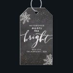 Merry And Bright Christmas Snowflake Chalkboard Gift Tags<br><div class="desc">Dress up your christmas or holiday gifts with this custom tag featuring festive snowflakes and hand-lettered "Merry and Bright" set against a black chalkboard background. The backside features a painterly snowflake pattern.</div>