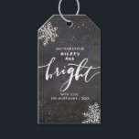 Merry And Bright Christmas Snowflake Chalkboard Gift Tags<br><div class="desc">Dress up your christmas or holiday gifts with this custom tag featuring festive snowflakes and hand-lettered "Merry and Bright" set against a black chalkboard background. The backside features a painterly snowflake pattern.</div>