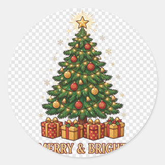 Merry and Bright Christmas Sticker
