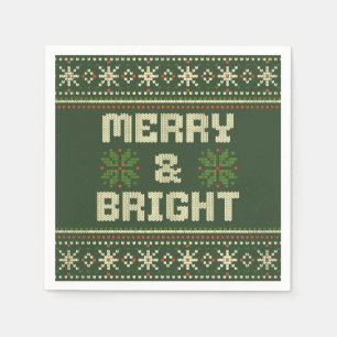 Merry and Bright Christmas Sweater Nordic Knit Napkin