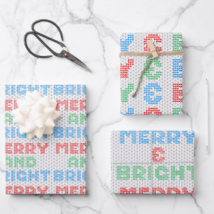 Merry And Bright Christmas Sweater Wrapping Paper Sheet