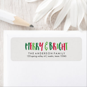 Merry and Bright Christmas Themed Return Address Label