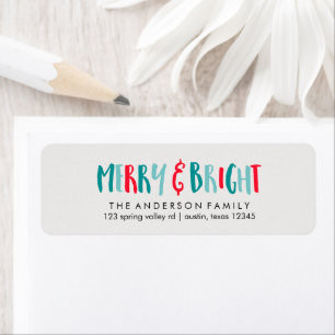 Merry and Bright Christmas Themed Return Address Label