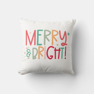 Merry and Bright Christmas Throw Pillow